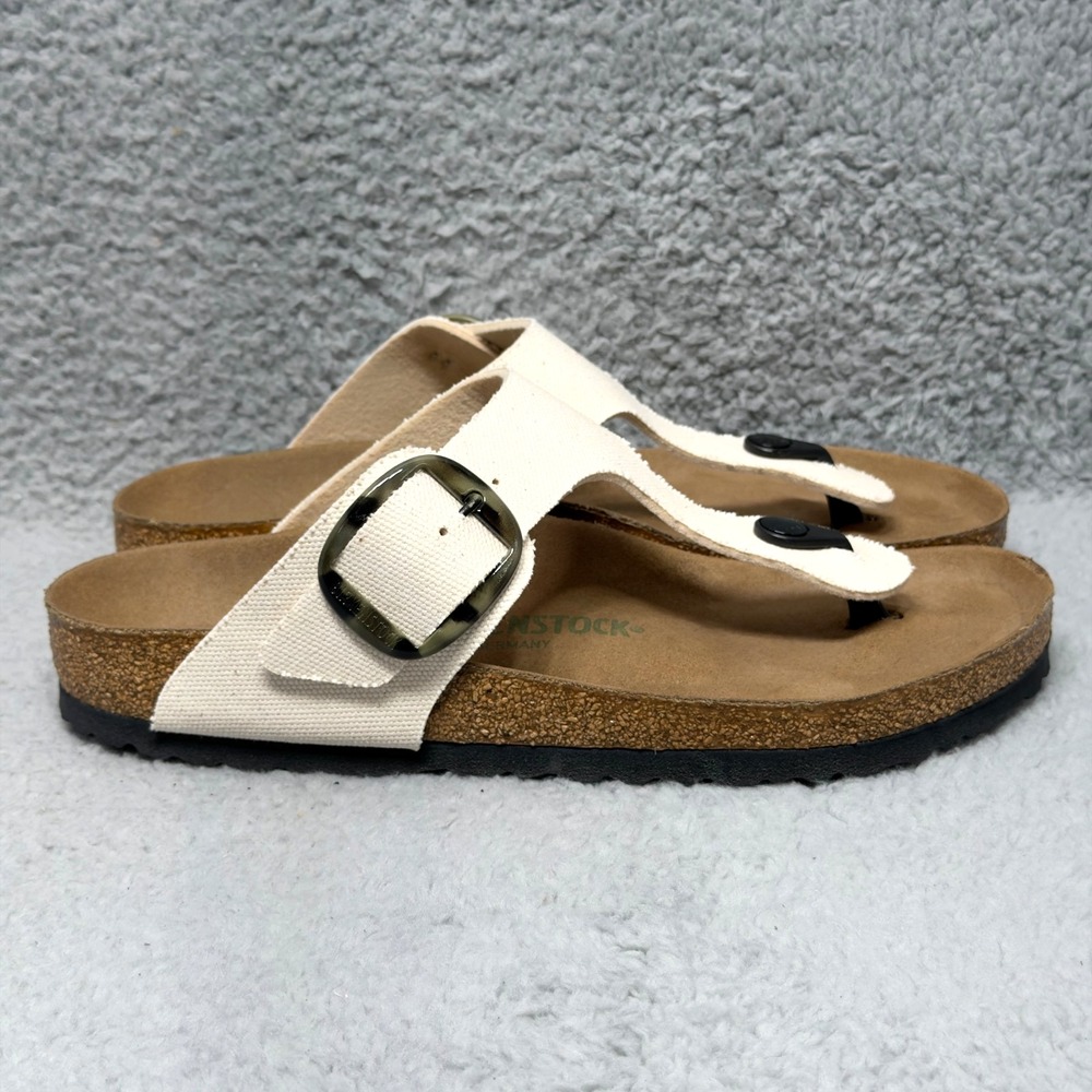Birkenstock Gizeh Big Buckle Vegan Womens Size 9 Flip Flop Sandals Shoes Ivory